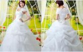 VESTIDO DE NOIVA BRANCO COM CAUDA PREGUIADA