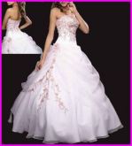 VESTIDO TOMARA QUE CAIA BRANCO COM DETALHES ROSA